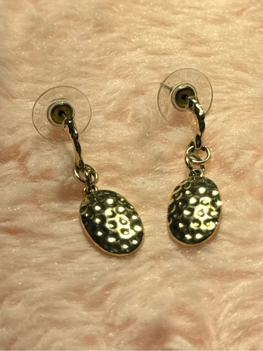 Gold Dangle Textured Drop Earrings - Women Jewelry